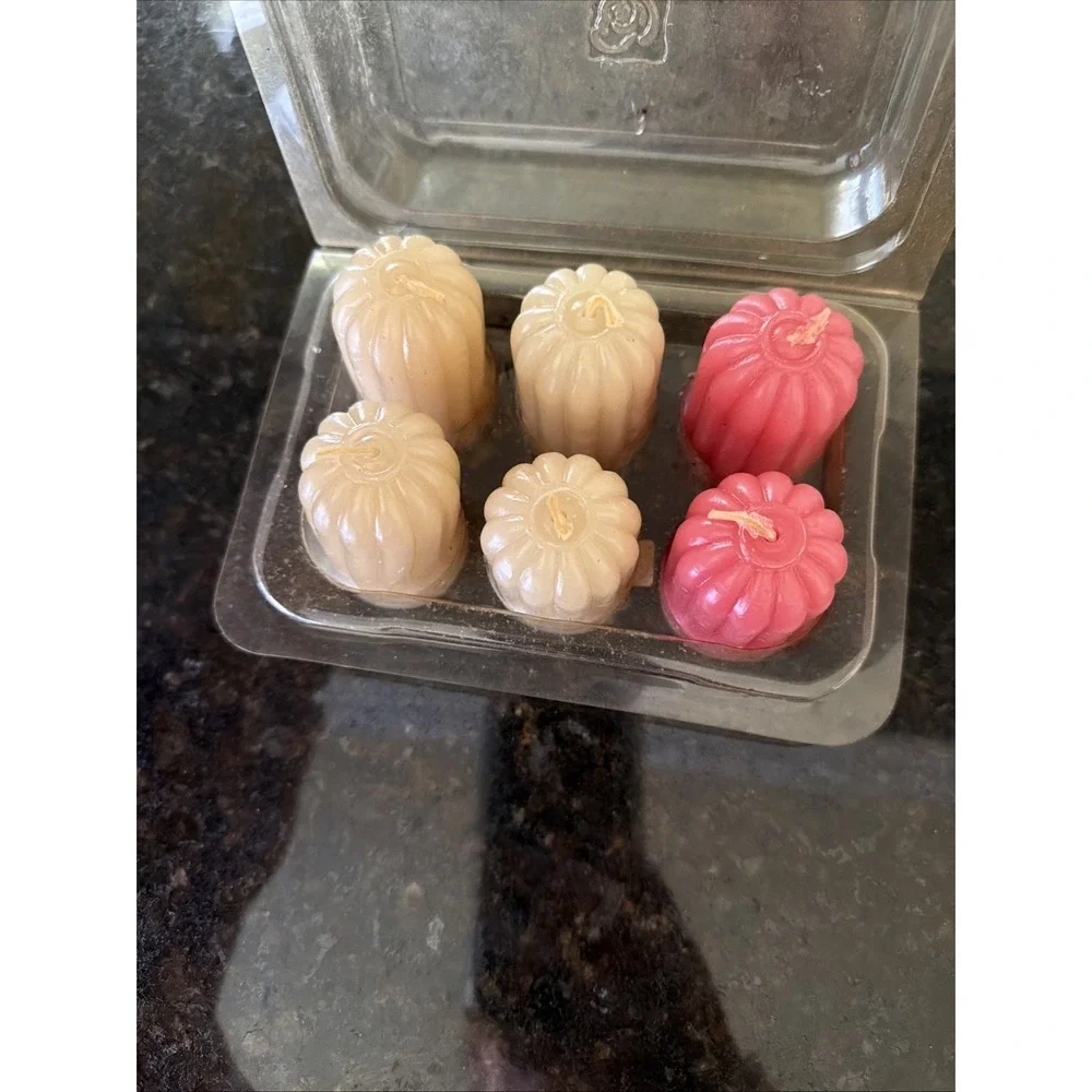 Home Interiors Votive Candles‎ Pink Cream Scented Vintage Textured NEW 6 Candles